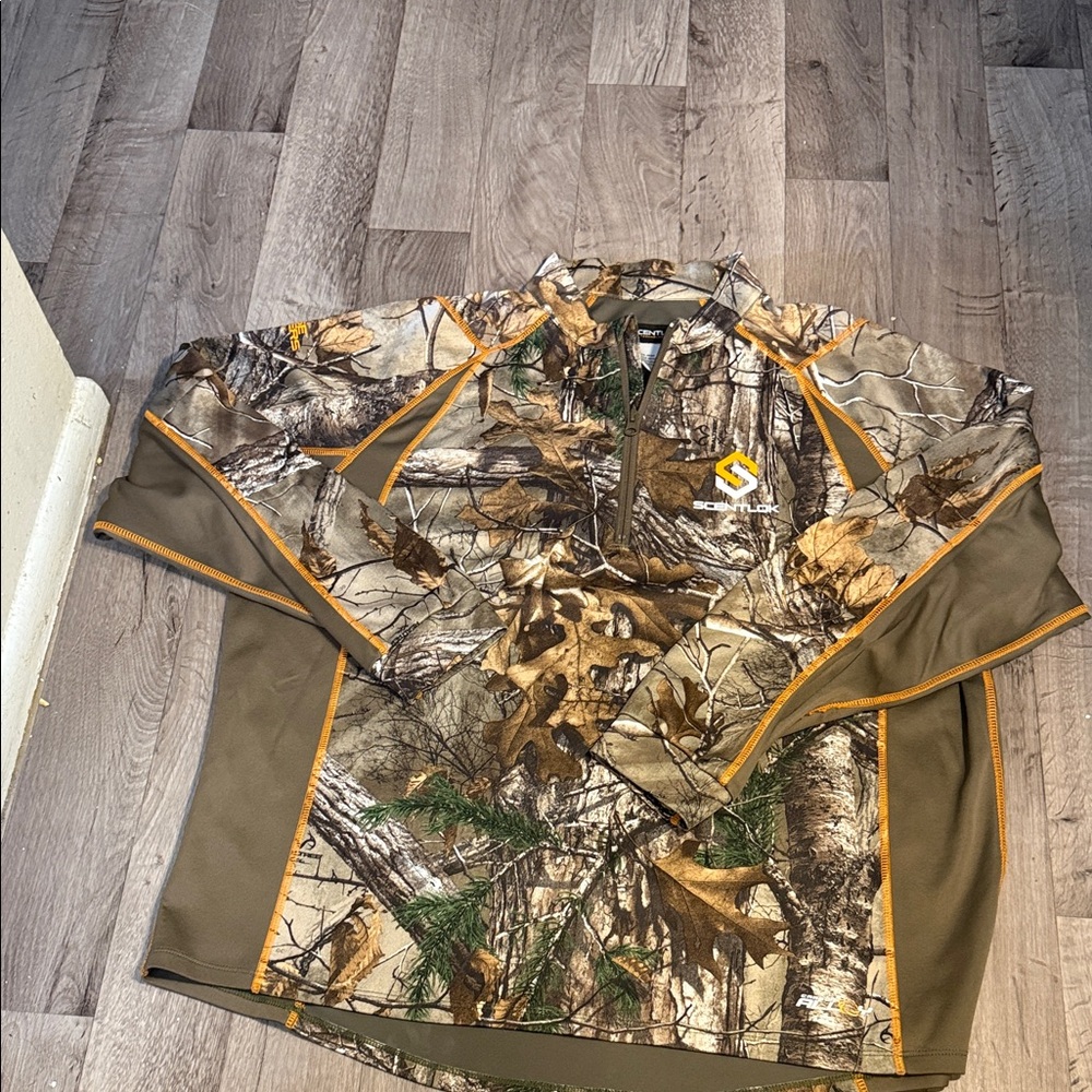 Realtree Camo Quarter-Zip Pullover with Orange Stitching